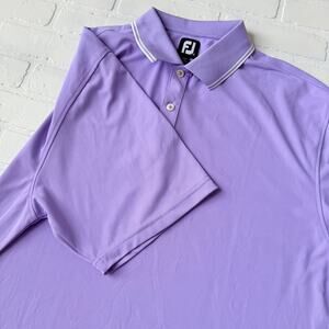 FootJoy Men's Purple White Striped Collar Short Sleeve Athletic Polo Shirt XXL